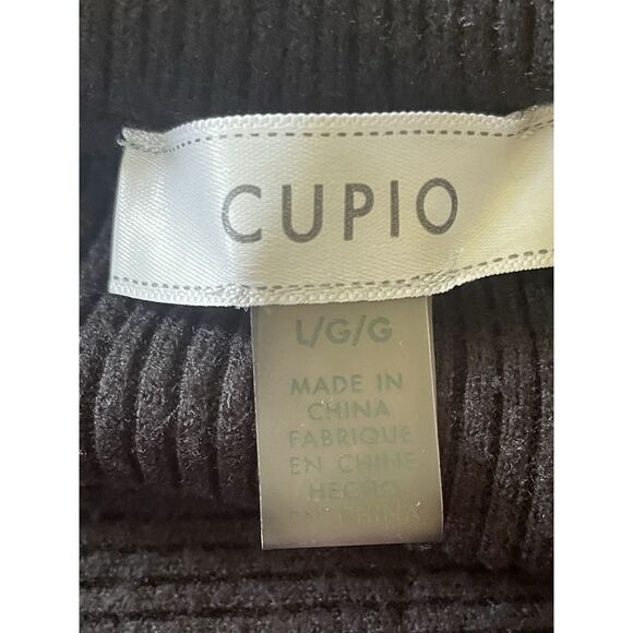 Cupio Black Ribbed Oversized Turtleneck Tunic Sweater Women’s Size Large - Picture 2 of 7